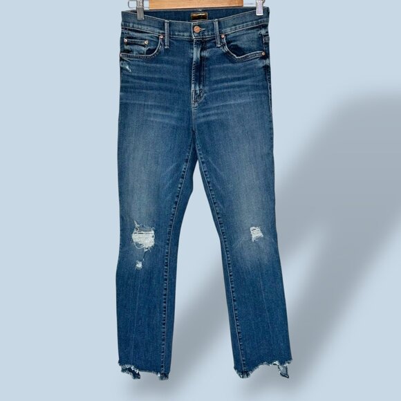 Mother Jeans The Insider Crop Step Chew Women's Size 28 Medium Wash Distressed - Picture 2 of 13